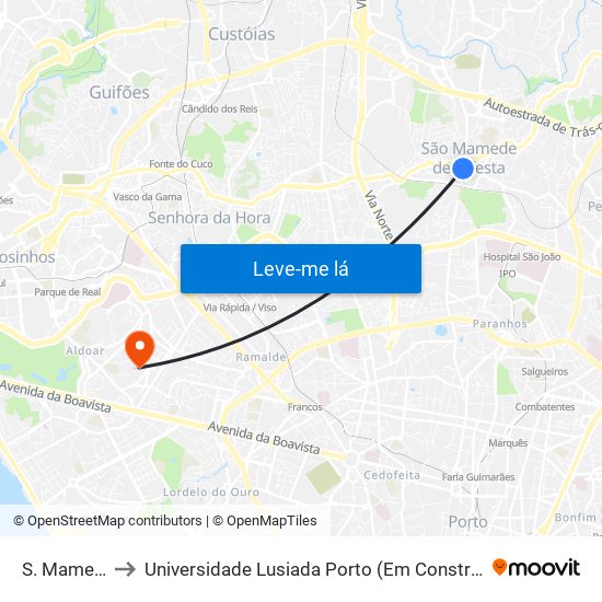 S. Mamede to Universidade Lusiada Porto (Em Construção) map