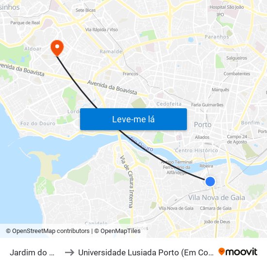 Jardim do Morro to Universidade Lusiada Porto (Em Construção) map