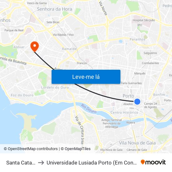 Santa Catarina to Universidade Lusiada Porto (Em Construção) map