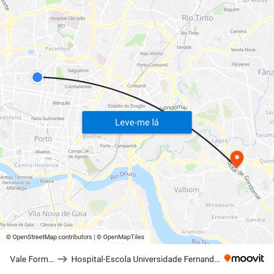 Vale Formoso to Hospital-Escola Universidade Fernando Pessoa map
