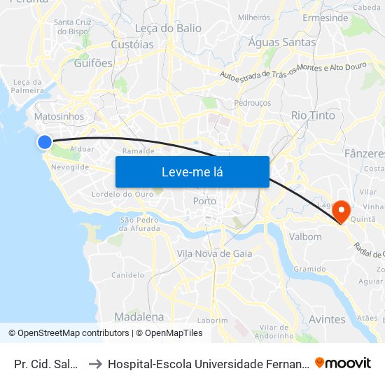 Pr. Cid. Salvador to Hospital-Escola Universidade Fernando Pessoa map