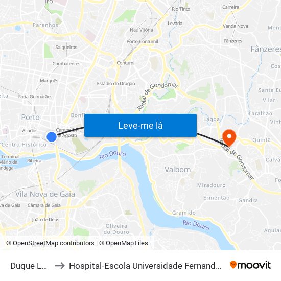 Duque Loulé to Hospital-Escola Universidade Fernando Pessoa map