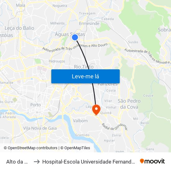 Alto da Maia to Hospital-Escola Universidade Fernando Pessoa map