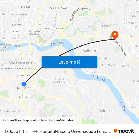 D.João II (Metro) to Hospital-Escola Universidade Fernando Pessoa map