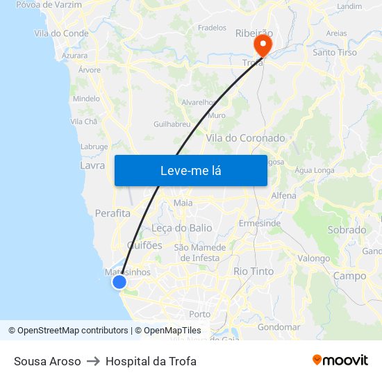 Sousa Aroso to Hospital da Trofa map