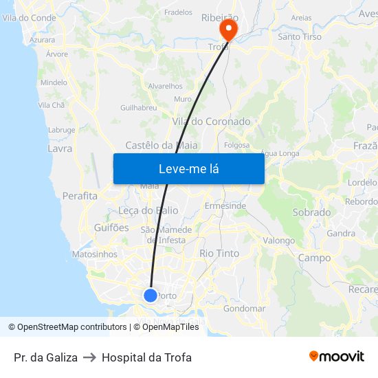 Pr. da Galiza to Hospital da Trofa map