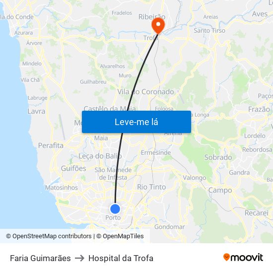Faria Guimarães to Hospital da Trofa map