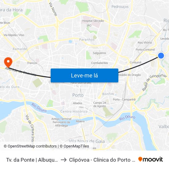 Tv. da Ponte | Albuquerque to Clipóvoa - Clínica do Porto (Foco) map