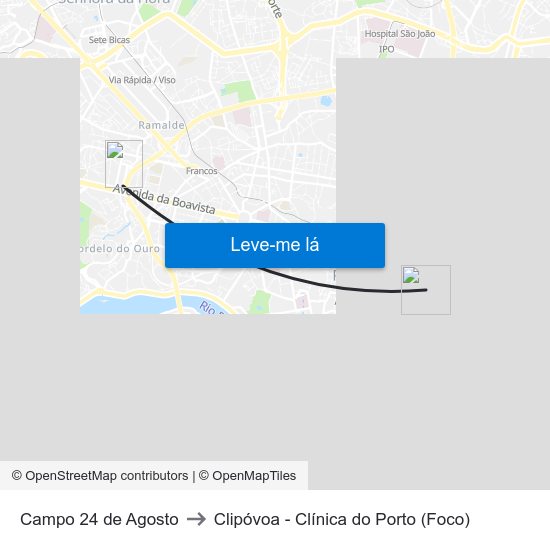 Campo 24 de Agosto to Clipóvoa - Clínica do Porto (Foco) map