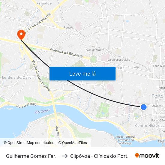 Guilherme Gomes Fernandes to Clipóvoa - Clínica do Porto (Foco) map