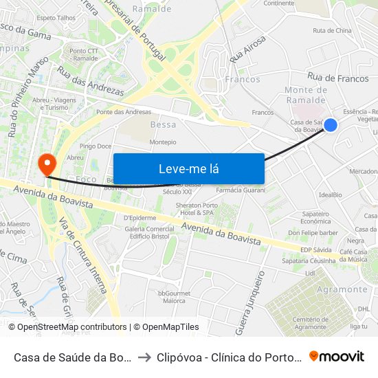 Casa de Saúde da Boavista to Clipóvoa - Clínica do Porto (Foco) map