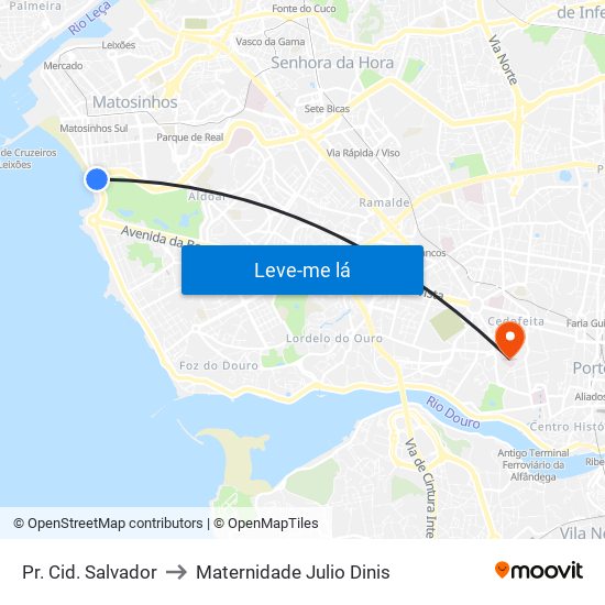 Pr. Cid. Salvador to Maternidade Julio Dinis map