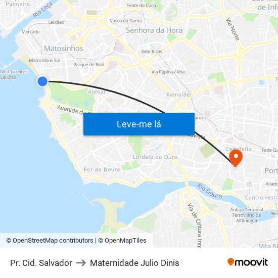 Pr. Cid. Salvador to Maternidade Julio Dinis map