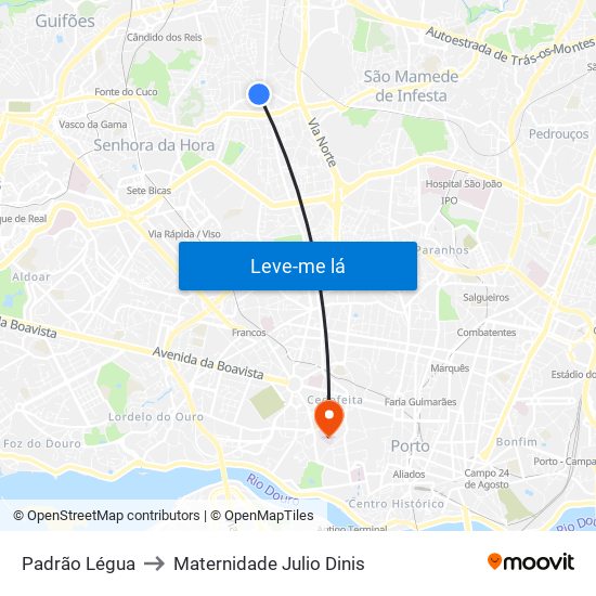 Padrão Légua to Maternidade Julio Dinis map