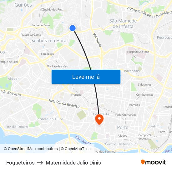 Fogueteiros to Maternidade Julio Dinis map