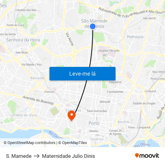 S. Mamede to Maternidade Julio Dinis map