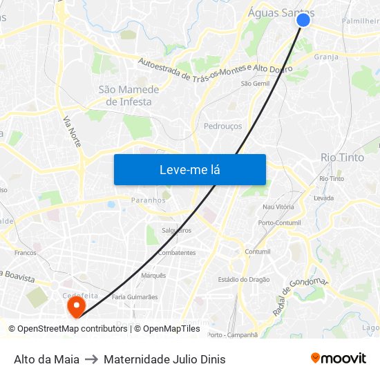 Alto da Maia to Maternidade Julio Dinis map