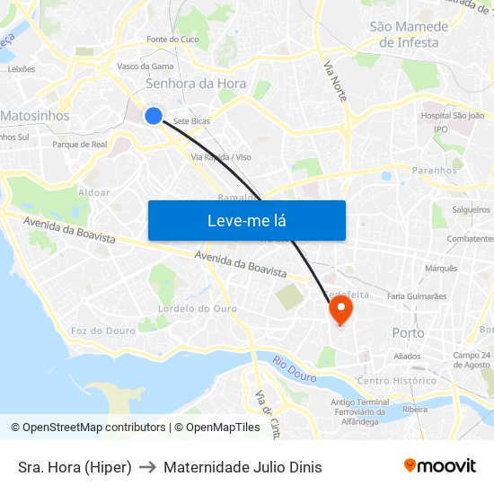 Sra. Hora (Hiper) to Maternidade Julio Dinis map
