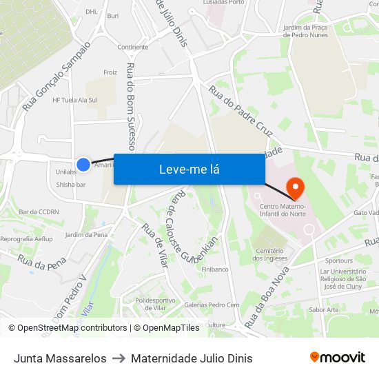 Junta Massarelos to Maternidade Julio Dinis map