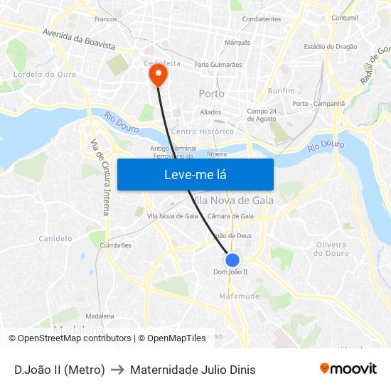 D.João II (Metro) to Maternidade Julio Dinis map