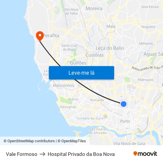 Vale Formoso to Hospital Privado da Boa Nova map