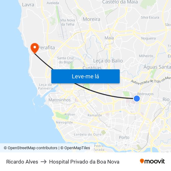 Ricardo Alves to Hospital Privado da Boa Nova map