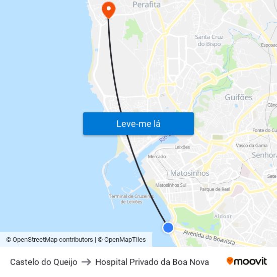 Castelo do Queijo to Hospital Privado da Boa Nova map