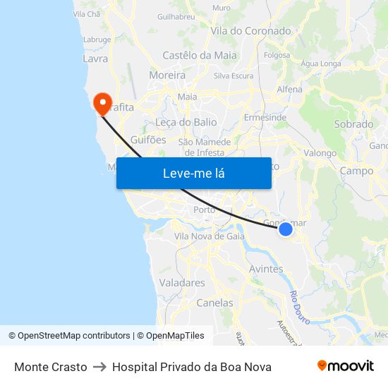 Monte Crasto to Hospital Privado da Boa Nova map