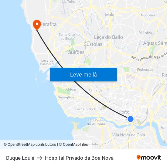 Duque Loulé to Hospital Privado da Boa Nova map