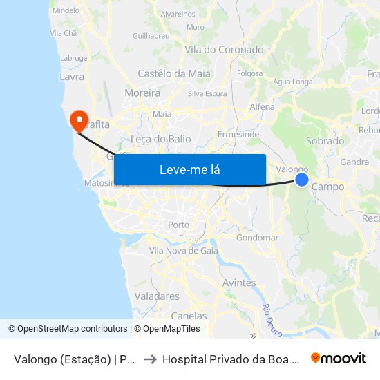 Valongo (Estação) | Presa to Hospital Privado da Boa Nova map