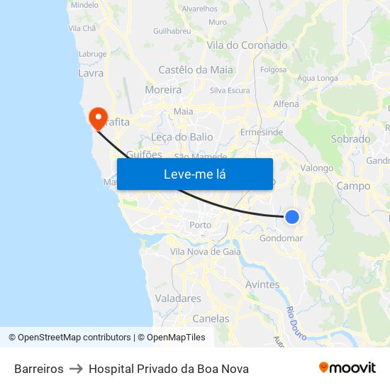 Barreiros to Hospital Privado da Boa Nova map
