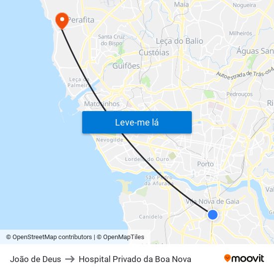 João de Deus to Hospital Privado da Boa Nova map