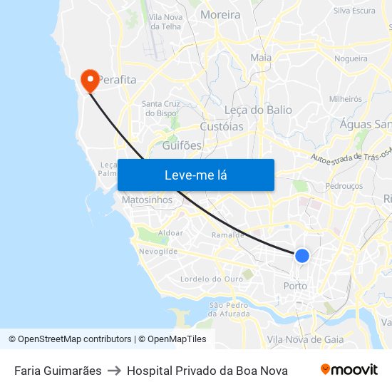 Faria Guimarães to Hospital Privado da Boa Nova map