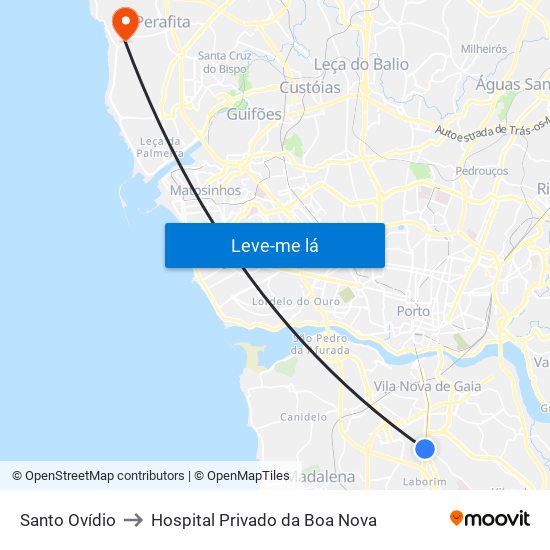 Santo Ovídio to Hospital Privado da Boa Nova map