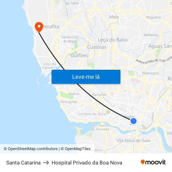 Santa Catarina to Hospital Privado da Boa Nova map