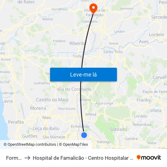 Formiga to Hospital de Famalicão - Centro Hospitalar Médio Ave map