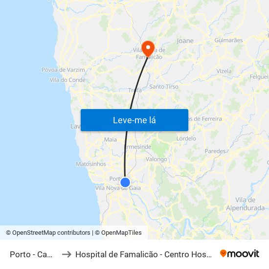 Porto - Campanhã to Hospital de Famalicão - Centro Hospitalar Médio Ave map