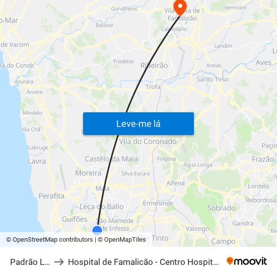 Padrão Légua to Hospital de Famalicão - Centro Hospitalar Médio Ave map