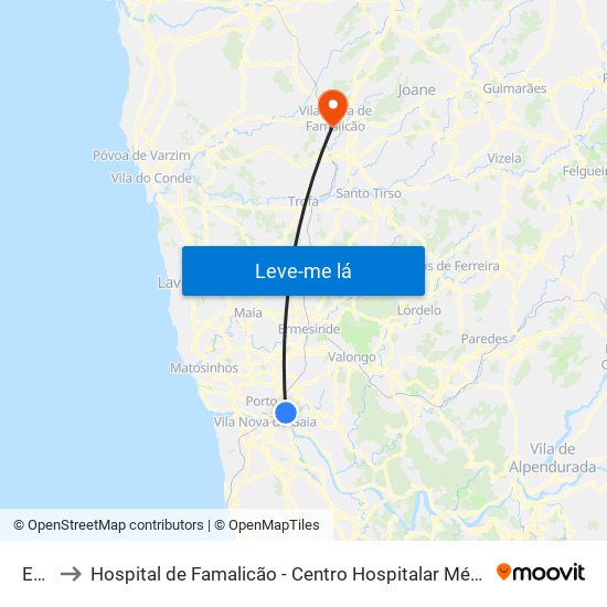 Edp to Hospital de Famalicão - Centro Hospitalar Médio Ave map