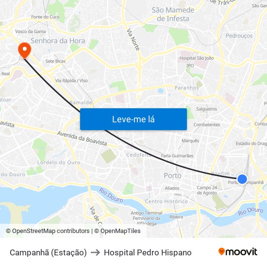 Campanhã (Estação) to Hospital Pedro Hispano map