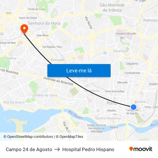 Campo 24 de Agosto to Hospital Pedro Hispano map