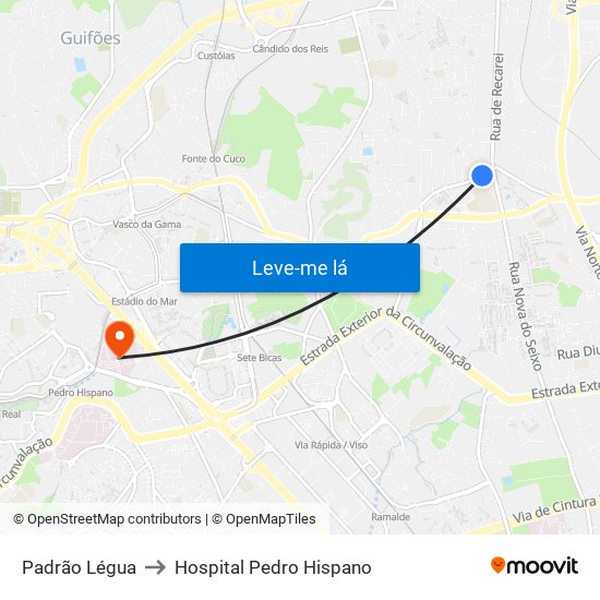 Padrão Légua to Hospital Pedro Hispano map