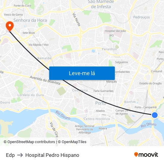 Edp to Hospital Pedro Hispano map