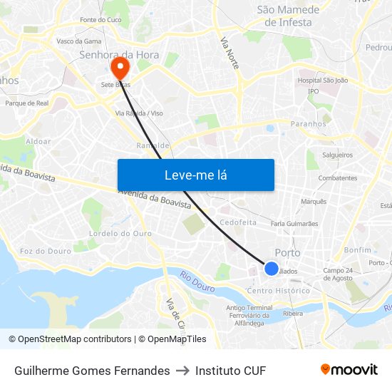 Guilherme Gomes Fernandes to Instituto CUF map