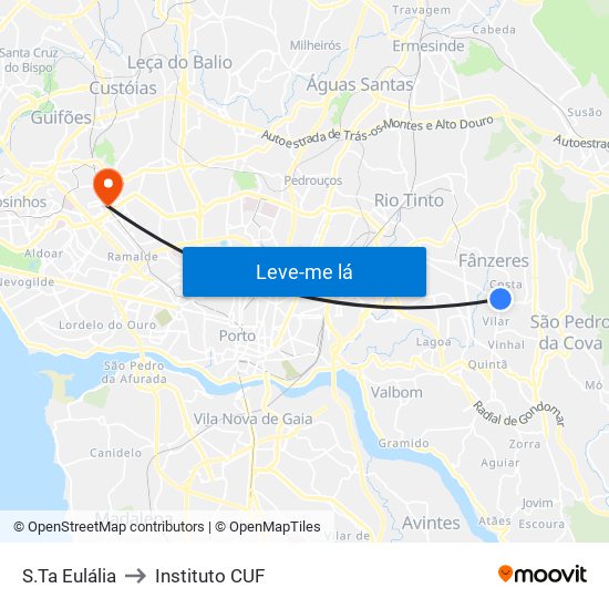 S.Ta Eulália to Instituto CUF map