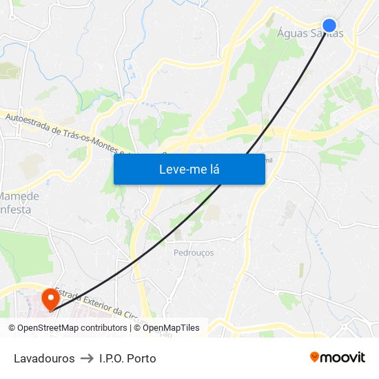 Lavadouros to I.P.O. Porto map