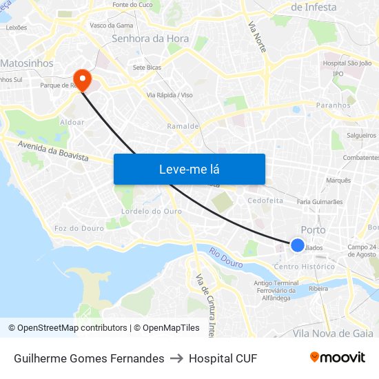 Guilherme Gomes Fernandes to Hospital CUF map