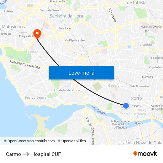 Carmo to Hospital CUF map