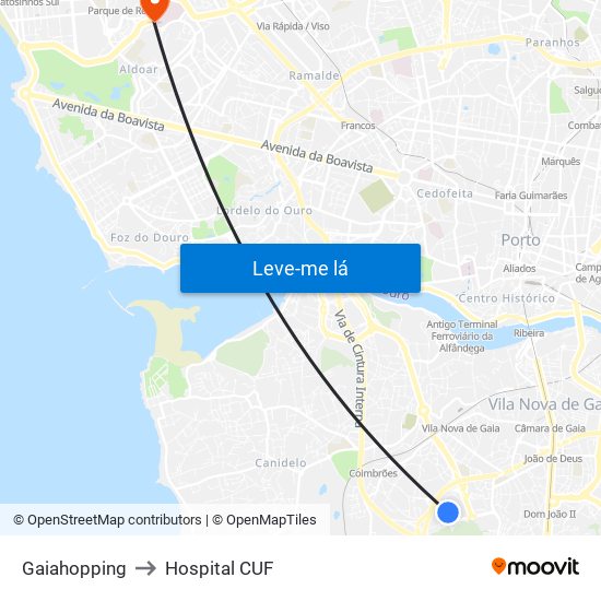 Gaiahopping to Hospital CUF map