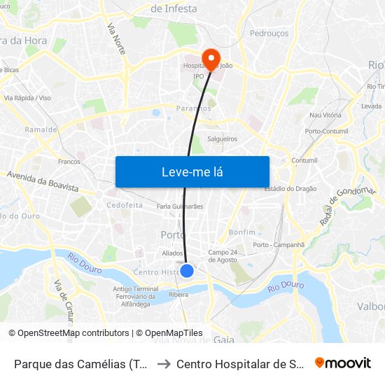 Parque das Camélias (Terminal) to Centro Hospitalar de São João map